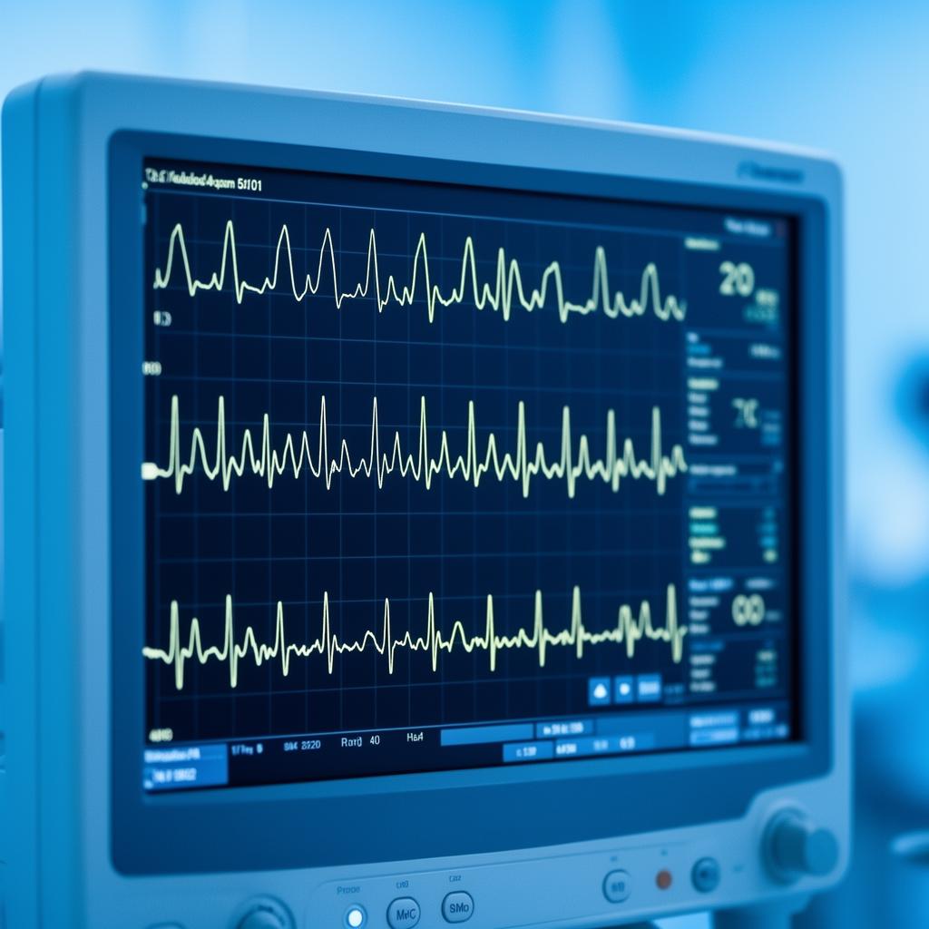 Monitor com traçado de eletrocardiograma